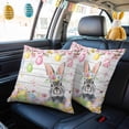 thumbnail image 4 of Easter Decorative Throw Pillow Covers 18x18 Inch Set of 2 Bunny Easter Eggs Home Decor Pillow Cases for Couch, Colorful Eggs Flower Wood Grain Cushion Case for Living Room Bedroom Bed Car Chair, 4 of 9