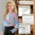 thumbnail image 6 of COEQINE Crop Top Sweatshirt for Girls, Long Sleeve Crewneck Fall Winter Pullover, Loose Fit Casual Top Outfits for Age 13-14 Years Old Kids, Axolotl Flower Pink Blue, 6 of 7