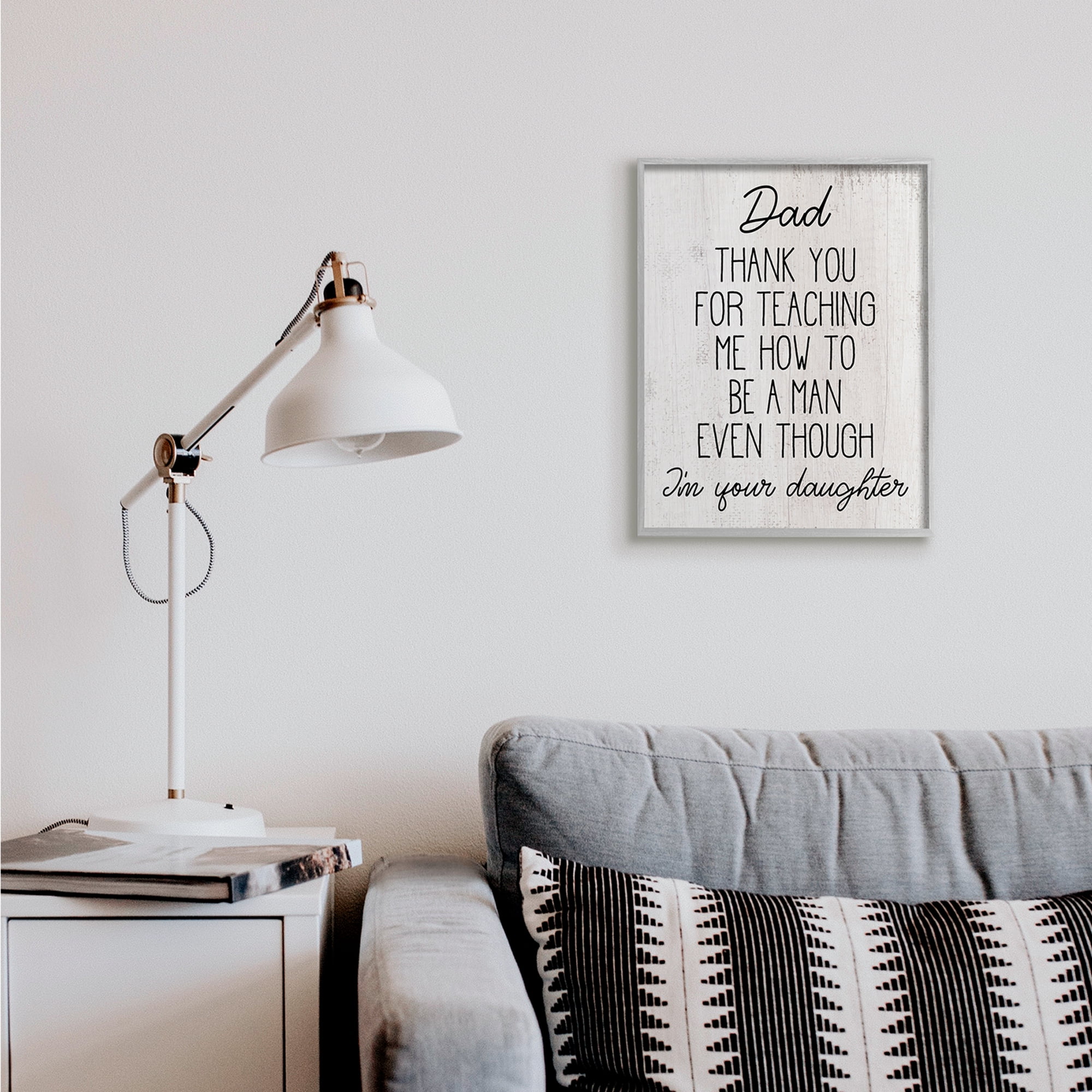 Stupell Industries Dad Thank You Phrase Family Daughter Humor Inspirational Painting Gray Framed Art Print Wall Art, 16 x 20