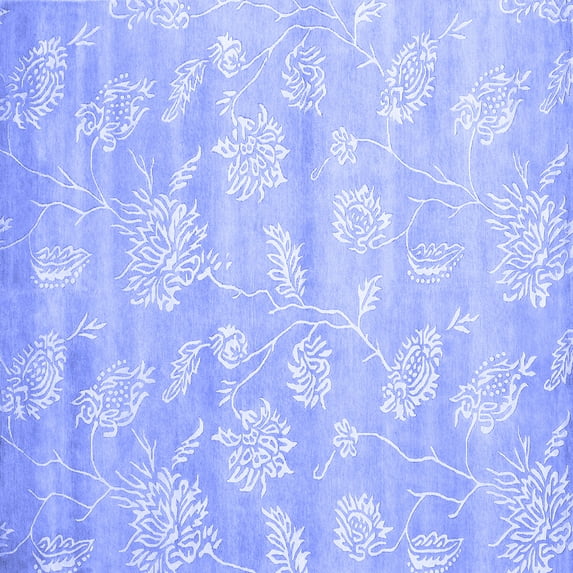Ahgly Company Machine Washable Indoor Square Abstract Blue Contemporary Area Rugs, 8' Square