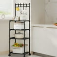 thumbnail image 5 of Multi-Layer Rolling Storage Cart with Wheels | Kitchen & Bathroom Organizer Shelf | 51" Multi-Layer Storage Rack for Home Use | White or Black, 5 of 6