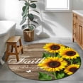 thumbnail image 3 of Round Rugs 3 Ft, Spring Sunflowers Non Slip Area Rugs for Kitchen Bedroom Entryway, Country Farmhouse Brown Wooden Plank Washable Carpet Runner Rug Floor Mats for Bedroom Home Decor, 3 of 8