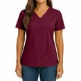 thumbnail image 4 of Scrub Tops for Women Breathable Stretch Fabric V-Neck Scrub Shirts, 4 Pocket Comfortable Scrub Tops Wine 2XL, 4 of 4