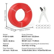 SKYSHALO PEX Tubing 3/4 Inch, 100 Ft Length, PEX-B Flexible Water Pipe for Drinking Water, Suitable for Hot/Cold Water Plumbing, Includes Free Cutter & Clamps, Red