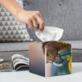 thumbnail image 6 of Lsque Horse Sunflowers Printed Tissue Box Cover Holder, Facial Paper Organizer Dispenser,Square with Bottom Belt, PVC Leather Decorative Organizer, 6 of 8
