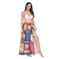 thumbnail image 2 of FORMRS Womens Long Sarong Beach Wrap Semi-Sheer Bikini Skirt Bathing Swimsuit Cover Up, Blue Jam, 2 of 7