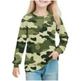 thumbnail image 2 of UQJfacai Girls Camo Shirts Crewneck Long Sleeve Tops Graphic Tees Casual Loose Soft Pullover Blouse T-Shirt with Pocket 5-14 Years, 2 of 8