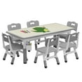 thumbnail image 1 of QinaQin Adjustable Kids Arts and Crafts Table, 6 Chairs Set with Storage Box and Non Slip Legs, 1 of 8