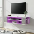 thumbnail image 2 of WAMPAT Floating TV Stand Wall Mounted Shelf with RGB Light, Entertainment Center Floating TV Cabinet Media Console Wood Storage Hutch Under TV for Living Room,Grey White,39 Inch, 2 of 7