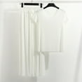 thumbnail image 2 of Womens Summer Pajamas 2 Piece Lounge Outfits Casual Crewneck Short Sleeve Tops and Wide Leg Pants Sets Sleepwear White, 2 of 6