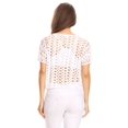 thumbnail image 2 of Women’s Short Sleeve Oversized Perforated Fishnet Holes Crop Top (White, Medium), 2 of 2