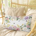 thumbnail image 4 of Pink White Flowers Pillow Covers, Linen Long Throw Pillow Case, Spring Floral Elegant Pastoral Botanical Holiday Pillow Protector Decorative Cushion Cover for Living Room/Bedroom 12" x 20", 4 of 8