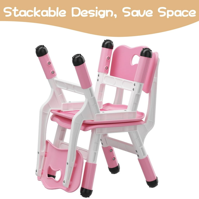 Towallmark 2 Pack Adjustable Kid Chairs Set Plastic Toddler Chairs Stackable Children Seats for Home Daycare Center Classroom