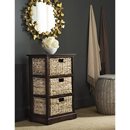 Safavieh American Homes Collection Halle Distressed Black 3 Wicker Basket Storage Side Table Canada Wicker Basket Storage Side Table, Black Side Table With Wicker Baskets