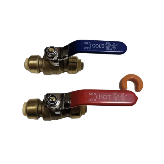 2 Pcs. 1/2" Push Fit Ball Valve Hot And Cold With 1 Removing Clip,