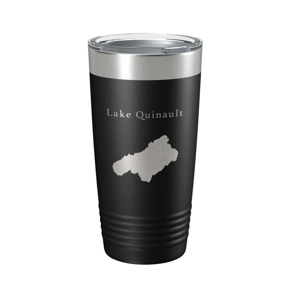 Lake Quinault Map Tumbler Travel Mug Insulated Laser Engraved Coffee Cup Washington 20 oz Black