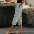 thumbnail image 4 of Royisotas Womens Capris with Pockets, Cotton Linen Capri Pants for Women Trendy Floral Print Crop Pants Summer Beach Capris, 4 of 8
