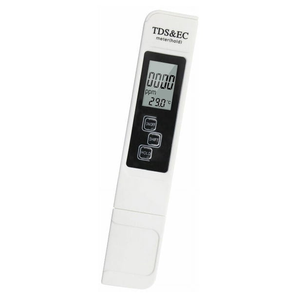 Medidor electrónico de pH, medidor de temperatura TDS y EC, probador de calidad del agua 3 en 1 con pantalla LCD, calibración automática, prueba para piscina, acuario, laboratorio, etc.