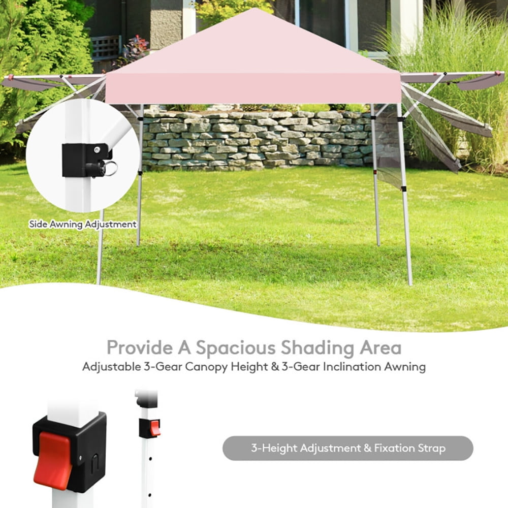 Aimee Lii 17 Feet x 10 Feet Foldable Pop Up Canopy with Adjustable Instant Sun Shelter, Backyard Canopy Gazebo, Pink