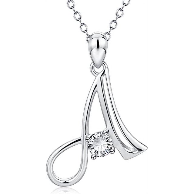 Collar con inicial de plata de ley con 26 letras del alfabeto y colgante ER