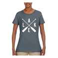 thumbnail image 2 of Wild Bobby, Lake Cross Paddles, Women Graphic Tee, Charcoal, Large, 2 of 4
