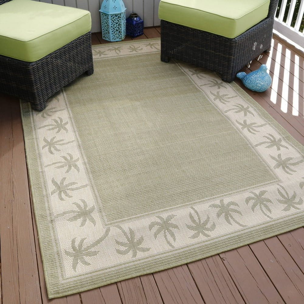 Somerset Home Palm Trees Indoor/Outdoor Area Rug, Green, 5' x 7'7
