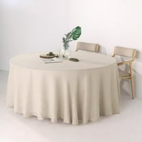 BalsaCircle 120" Beige Round Premium Polyester Faux Burlap Tablecloth Reception Dining