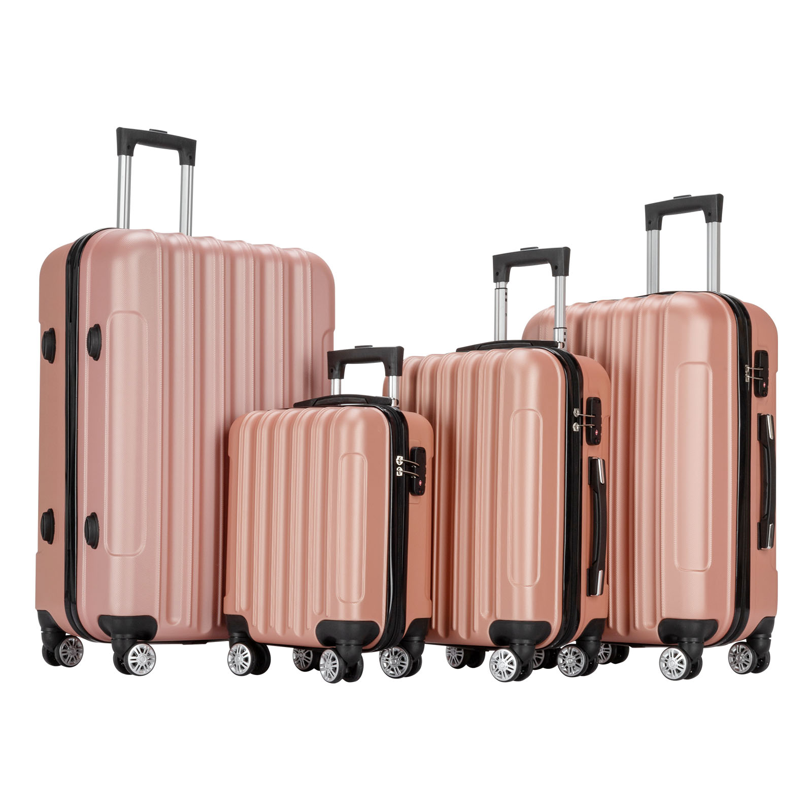 Zimtown 4 Pcs Luggage Set, Durable Travelable Suitcase with Double Wheels and TSA Lock Rose Gold - image 3 of 8