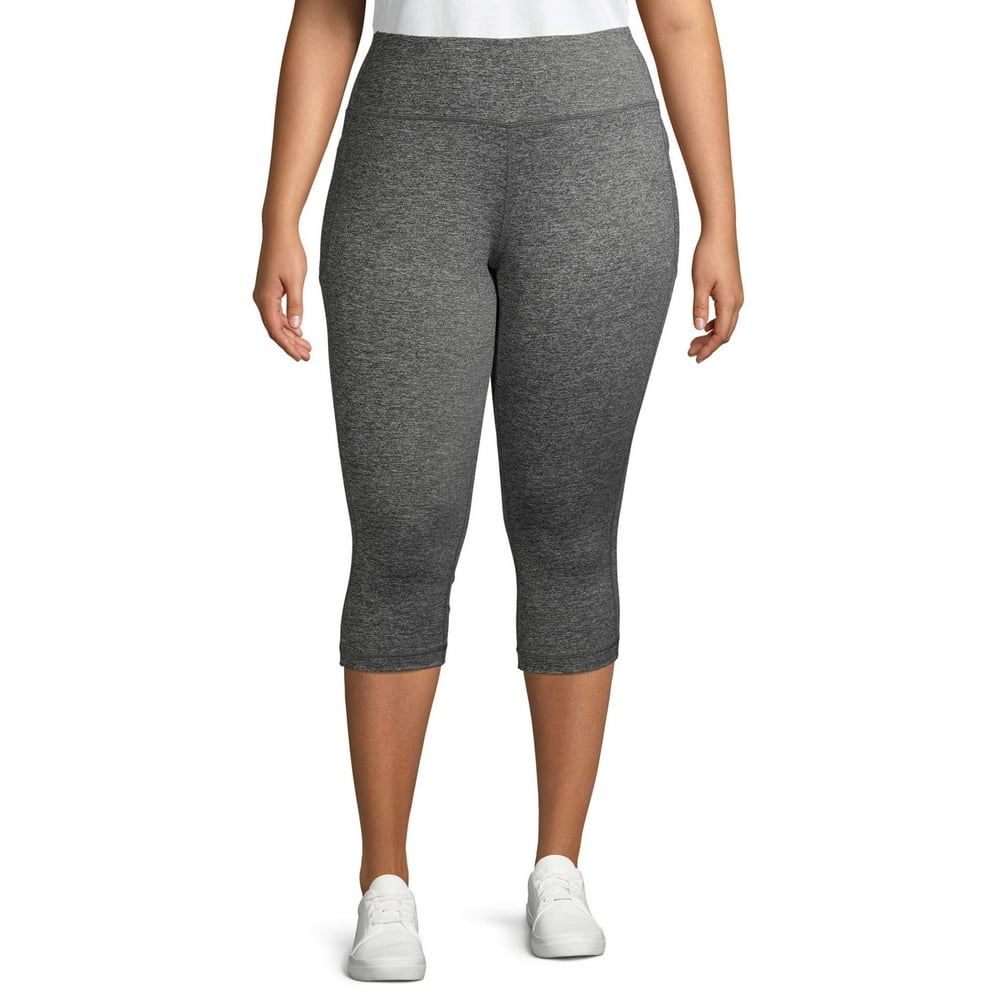 Avia - Avia Women's Plus Size Active High Waisted Wicking Capri ...