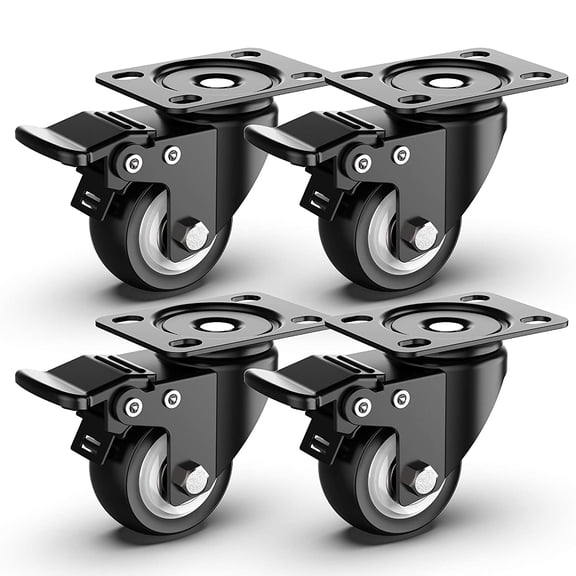 Hex Autoparts 4PCS 4 Inche Caster Wheels Locking Casters with Brake Swivel Plate Casters 360 Degree Rotating Black