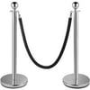 VEVOR Crowd Control Stanchion Set of 2 Pieces Stanchion, Stanchion Set with 5 ft/1.5 m Black Velvet Rope, Silver Crowd Control Barrier, Sturdy Concrete and Metal Base – Easy Connect Assembly