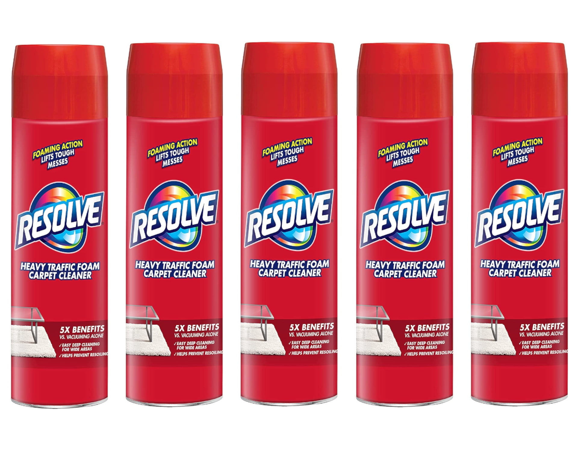 Resolve Heavy Traffic Foam Carpet Cleaner Spray, 22oz. - Pack of 5 