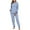 Navy, variant on hoksml Women's 2-Side Fleece Loungewear Set Stripes Long Sleeve Top and Jogger Pants Pajamas Set Round Neck Pullover Winter Sleepwear Home Outfit