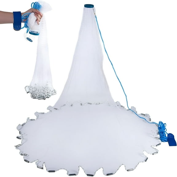 BESTSKY 8FT Fishing Cast Net Bait Easy Throw Hand Cast Strong Nylon Mesh for Trap Fish