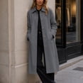 thumbnail image 6 of cocolona Womens Trench Coat Open Front Button Down Lapel Lined Overcoat LightWeight Trendy Fall Winter Solid Color Long Coat, 6 of 7