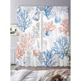 thumbnail image 4 of Summer Watercolor Sheer Curtains 108 Inch Long 2 Panels, Red Blue Coral Seashell Nautical Vintage Light Filtering Rod Pocket Curtains, Sheer Voile Drapes for Living Room Bedroom, 52"x108", 4 of 8
