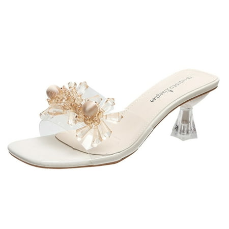 

Fsqjgq Leopard Sandals for Women Fashion Women‘S Breathable Lace Up Shoes Rhinestone High Heels Casual Sandals Hot Wedges for Women Sandals White 38