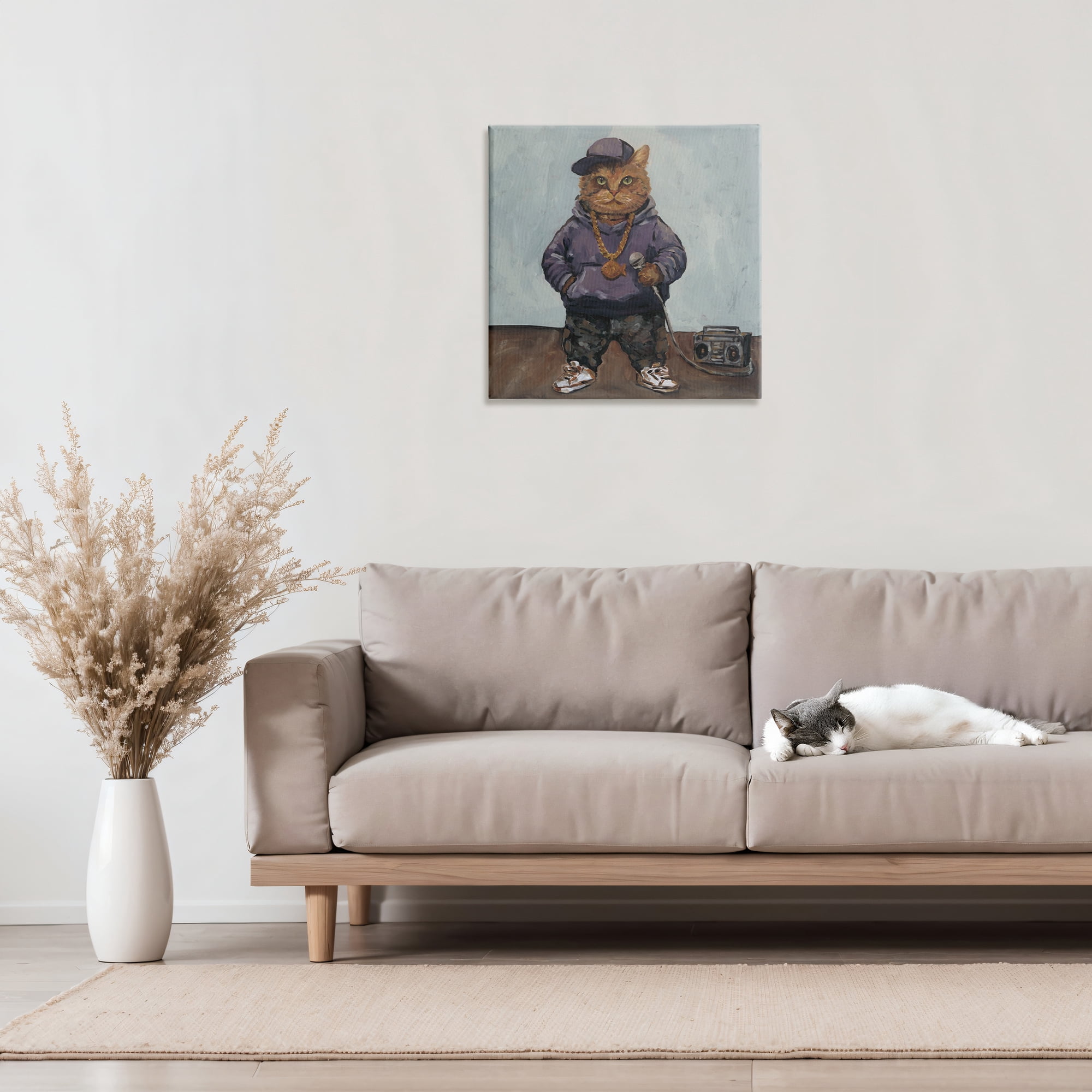 Stupell Industries Urban Hip-Hop Cat Canvas Wall Art, design by Studio Bautista