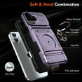 thumbnail image 7 of Case Designed for iPhone 16, Hybrid Back Case with Ring Stand & Hidden Card Slot & Support Magnetic Car Mount Shockproof Fall-Protection Slim Phone Cover for iPhone 16, Violet, 7 of 7
