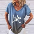 thumbnail image 2 of Plus Size Tops Women's casual short-sleeved V-neck gradient positioning printing T-shirt top Blue XXXXL, 2 of 3