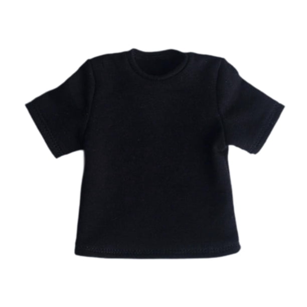 Camiseta masculina en miniatura a escala 1:6, ropa informal y pequeña para hombre de 12 pulgadas Negro