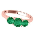 thumbnail image 3 of Mauli Jewels Rings for Women 1.85 Carat Three Stone Round Shaped Emerald Ring 4-prong 10K Rose Gold, 3 of 7