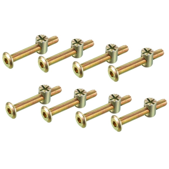 M6x45mm Furniture Bolt Nut Set Carbon Steel Zinc Plated 8 Sets