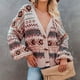 thumbnail image 3 of Drop Shoulder Knitted Tops Fashionable Women Cardigan Jacket Print Pattern V Neck Comfortable  for Office for Home for Lady ANGGREK Otros, 3 of 6