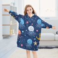 thumbnail image 5 of FORMRS Wearable Blanket Hoodie with Sleeves for Kids Cozy Flannel Sweatshirt, Blue Jellyfish, 5 of 7