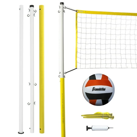 Franklin Sports Volleyball Net Family Set - Includes Cloth Volleyball with Pump, Adjustable Net, Stakes, Ropes - Beach or Backyard Volleyball - Easy