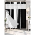 thumbnail image 4 of Black White Stripe No Hook Shower Curtain Waterproof, Bathroom Curtains with Snap in Liners and See Through Top Window, Modern Rustic Vertical Striped Hotel Style Bathtub Curtains Shower 72"Wx78"L, 4 of 8