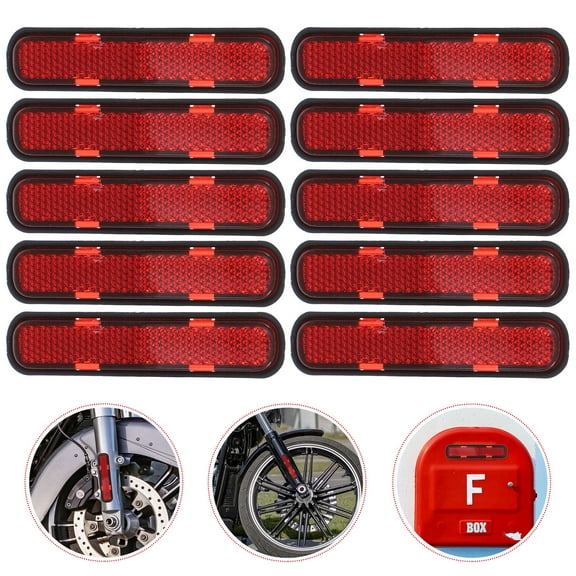 Amosfun 10pcs Gate Reflectors Red Plastic Oval Reflectors for Night Driving