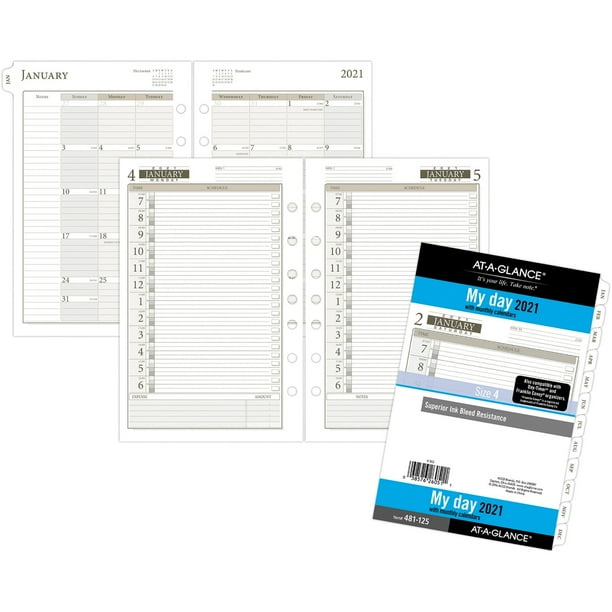 Day Runner, AAG481125, 1PPD Dated Daily Planner Refills, 1 Each, White ...