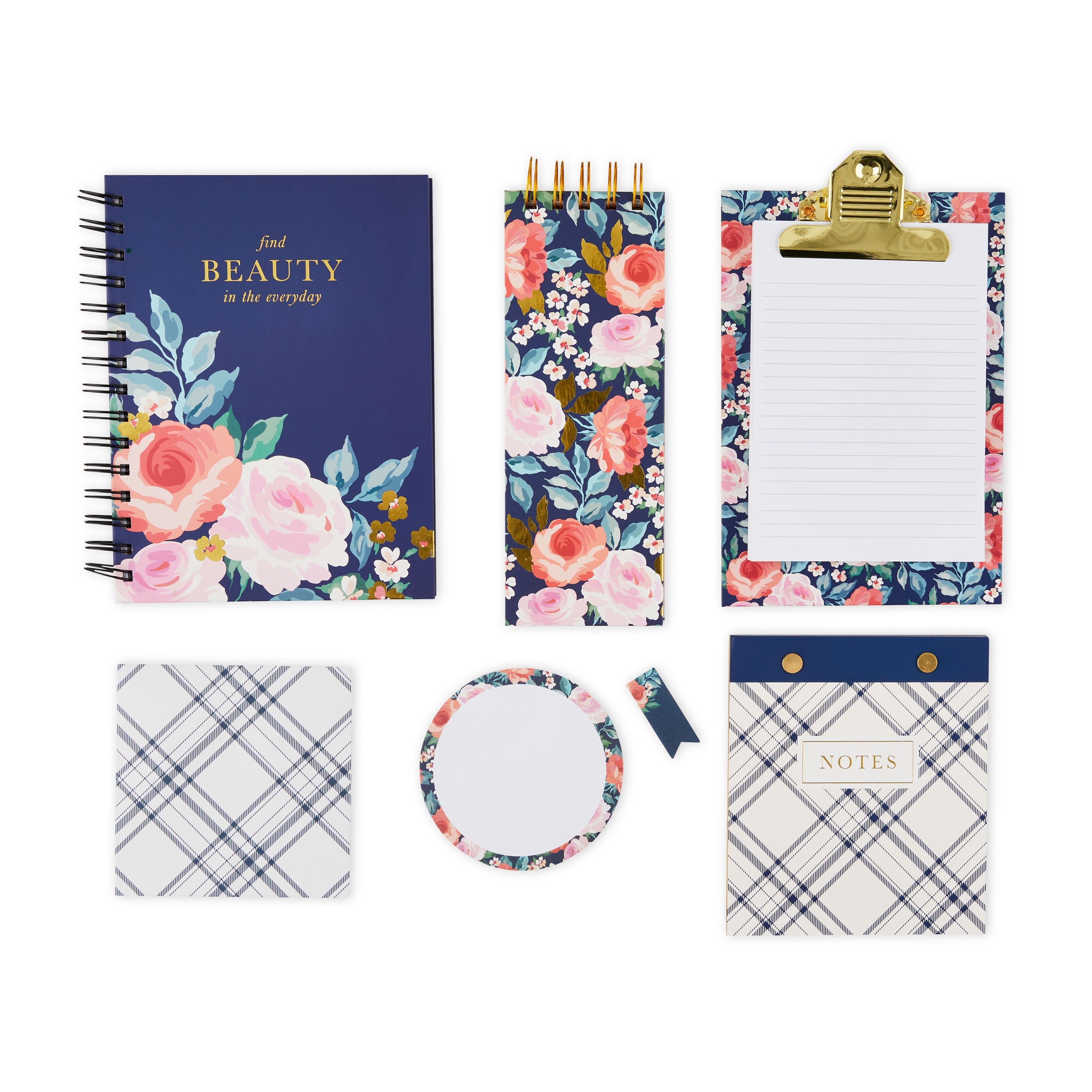 Pen+Gear Stationery Gift Sets, Navy Floral, Ruled Paper, Journal